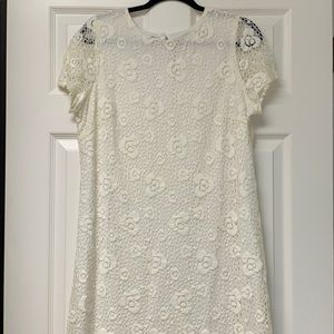 Evan Picone Ivory Lace Short Sleeve Dress